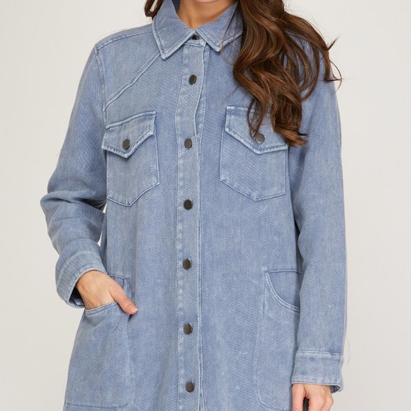 NWT She & Sky Washed Western Button Down Shirt - Picture 2 of 10